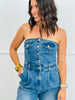 Medium Indigo Denim Strapless Jumpsuit (Reg.)