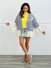 POL Striped Denim Floral Patch Jacket (Reg.)
