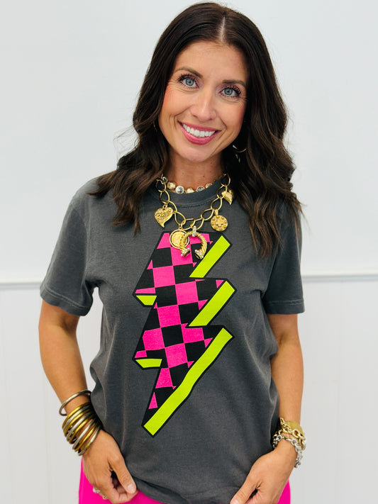 Checkered Lightning Bolt Tee (Reg. and Plus)