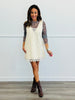 Oatmeal Washed Denim Lace Trim Mini Dress  (Reg.)