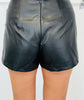 Black Faux Leather Side Buckle Mini Skort (Reg.)