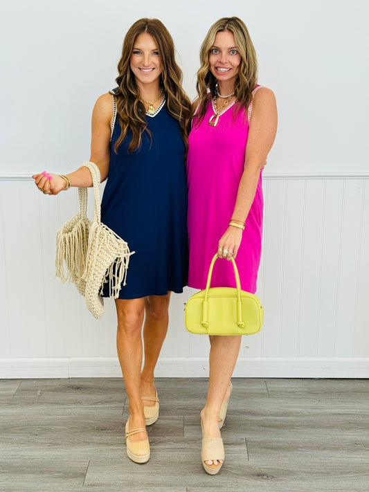 Dear Scarlett Embroidered Trim Sleeveless Mini Dress (Reg. and Plus) - 2 Colors