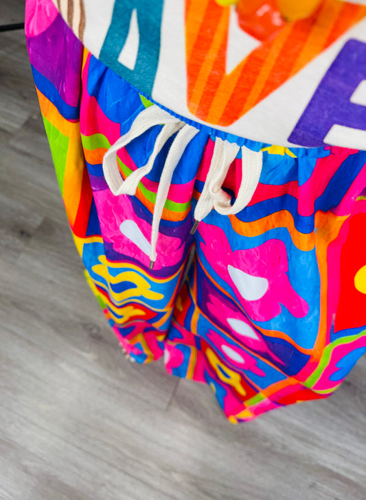 Multi Blooming Squares Palazzo Pants (One Size)