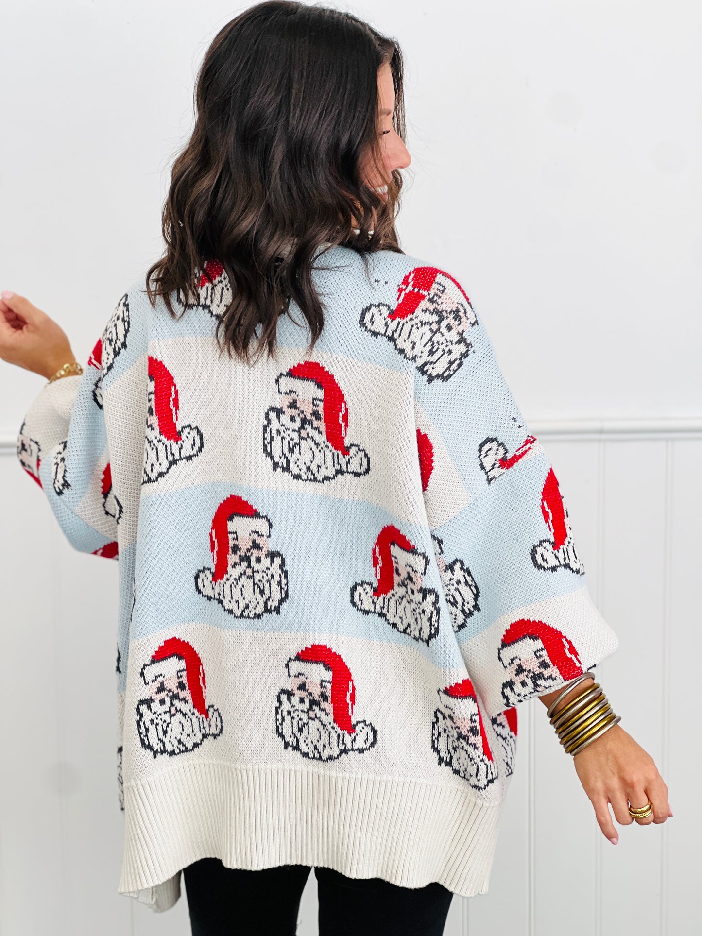 Checkered Santa Claus V-Neck Cardigan (Reg.)