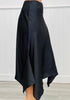 Black Asymmetrical Satin Midi Skirt (Reg.)