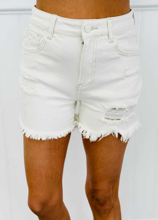 Risen Cream Distressed Shorts (Reg & Plus)