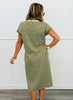 Olive Striped Collared Midi Dress (Reg.)