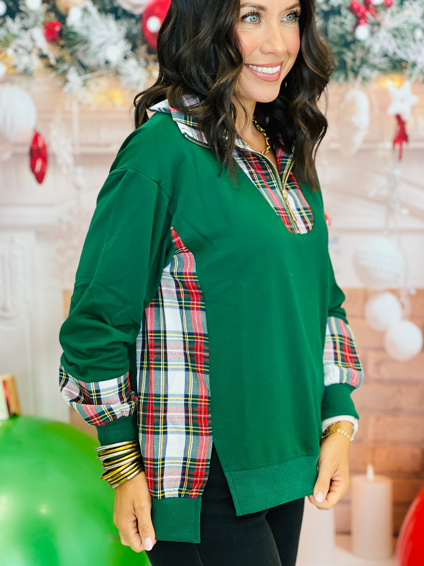 Green Juniper Plaid Pullover (Reg. and Plus)