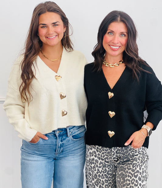 Sweetheart Button Up Cardigan (Reg.)- 2 Colors