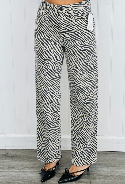 Zebra Print Vintage Straight Jeans (Reg.)