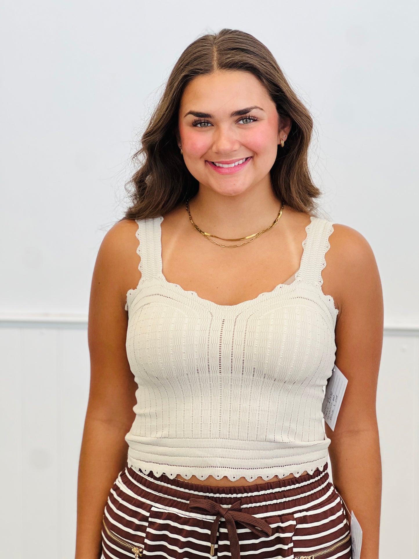 Pointelle Knit Bralette Tank Top (One Size)-2 Colors