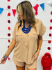 Mocha Button Up Top & Shorts Set (Reg. and Plus)