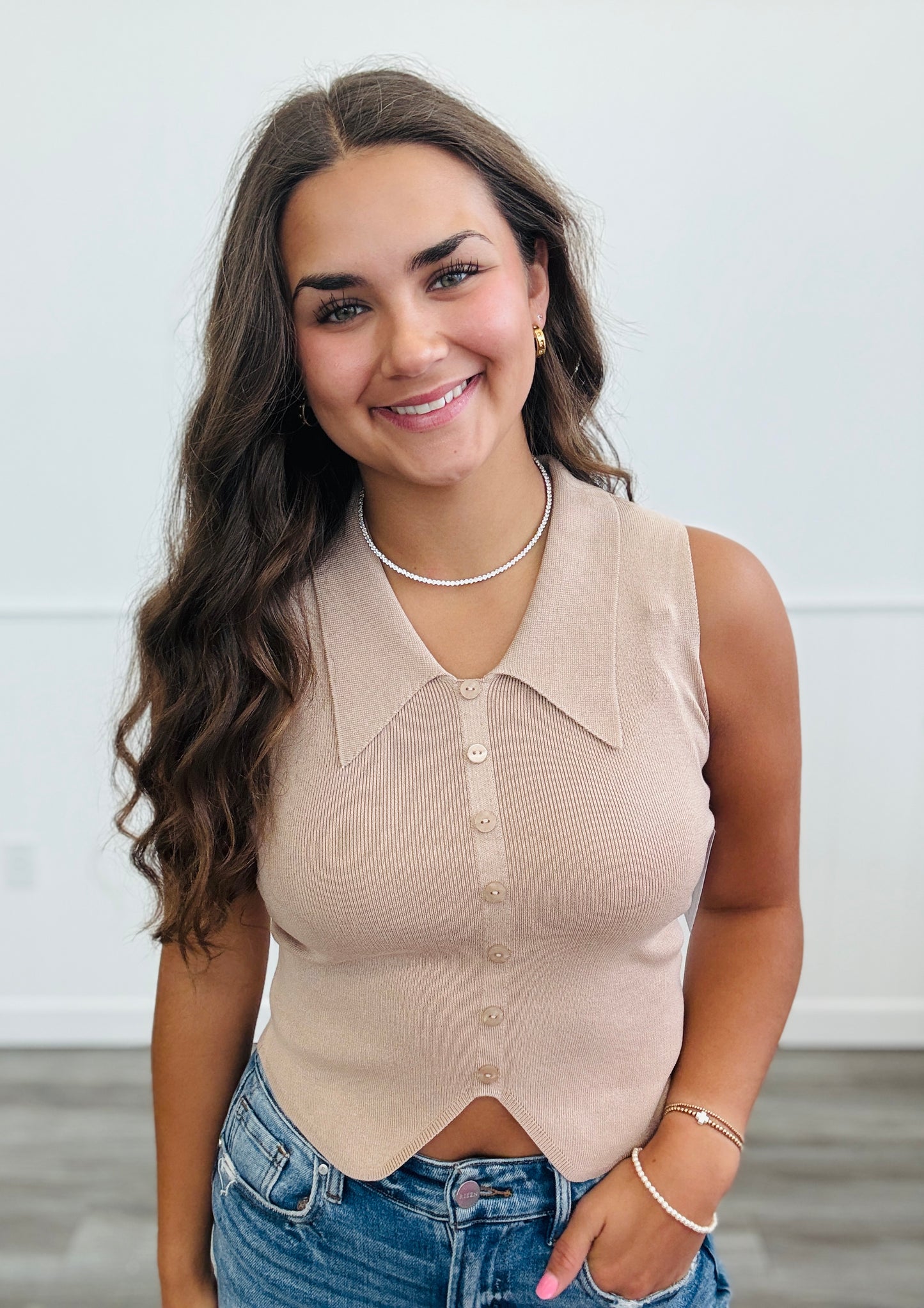 Emmy Knit Button Down Top (Reg)-3 Colors