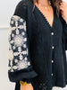 POL Black Crochet Sleeve Chenille Sweater Cardigan (Reg.)