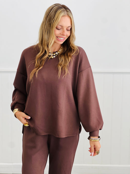 Brown Oversized Pullover Top (Reg. and Plus)