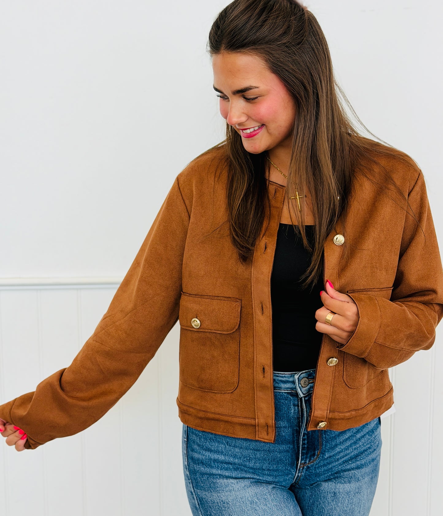 Golden Button Suede Jacket (Reg.)