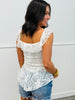 Off White Ruffle Floral Lace Top (Reg.)