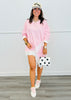 Pink Lace Asymmetrical Hem Blouse (One Size)