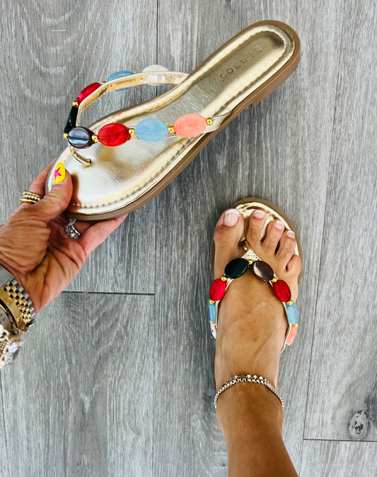 Gold Pop Of Color Sandals