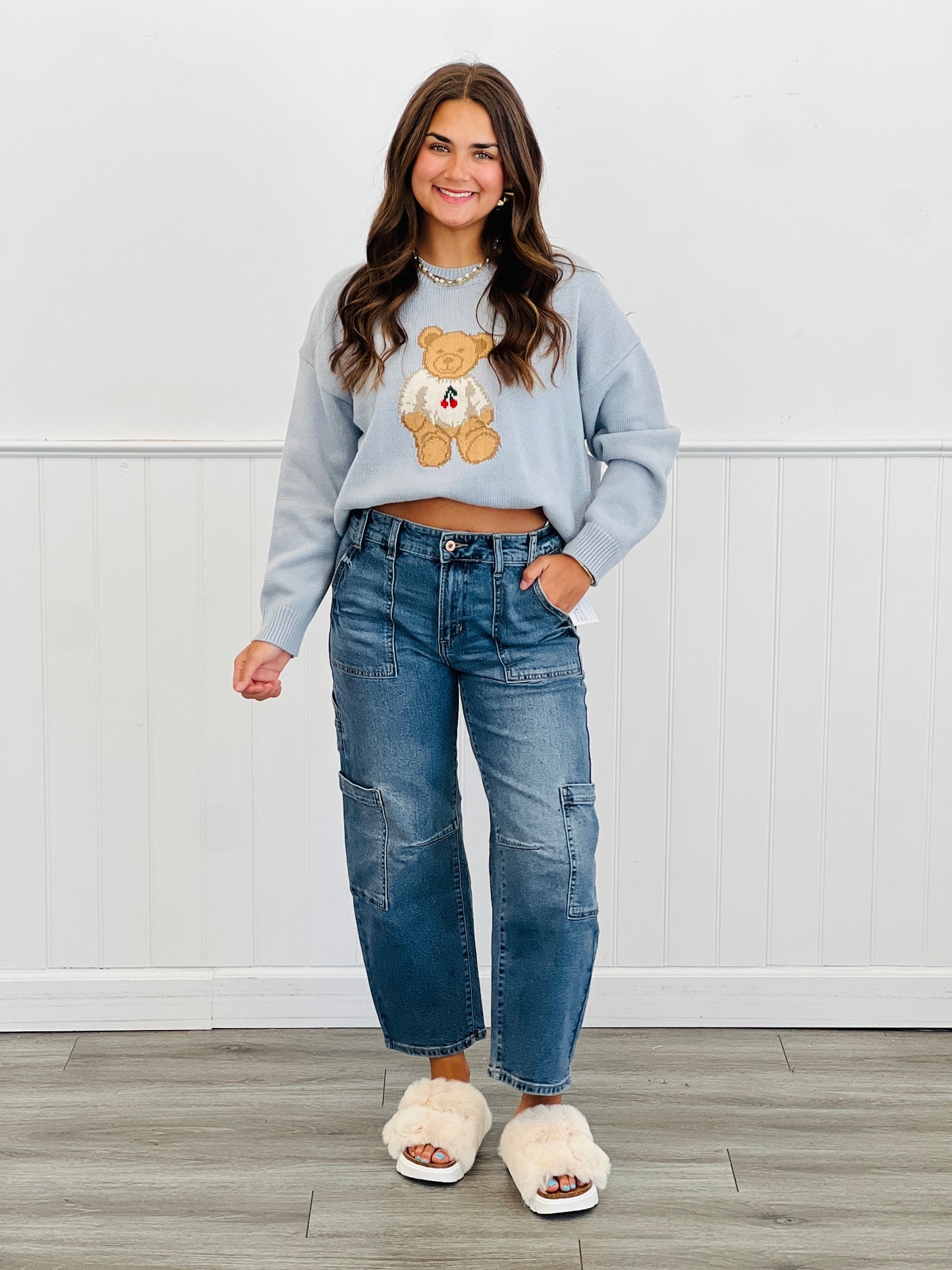 Teddy Bear Cherry Sweater (Reg)-2 Colors
