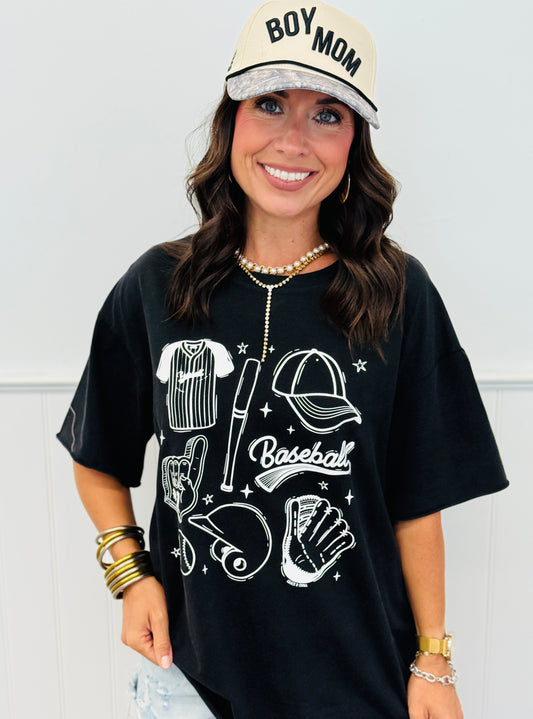 Black Baseball Elements Boxy Tee (Reg. and Plus)