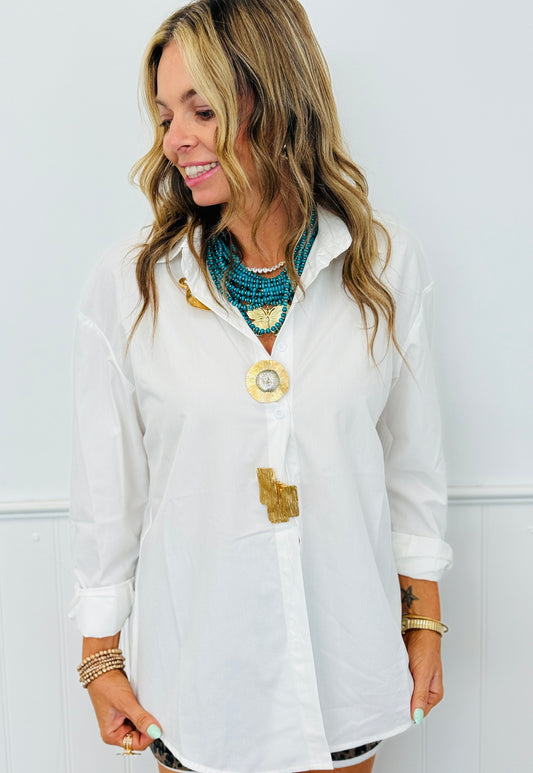 Multi Gold Detail Button Up Top (Reg.)
