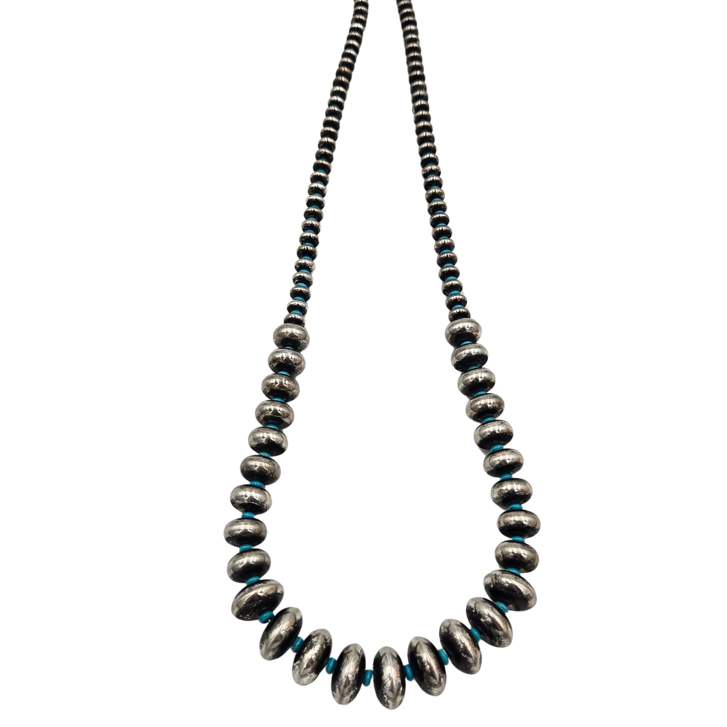 Navajo Pearl Disk and Turquoise Necklace (3 lengths)