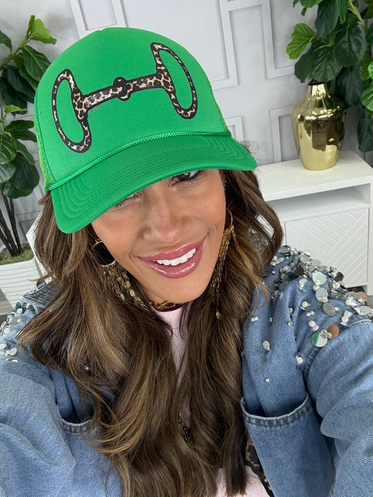 Green Leopard Horse Bit Trucker Hat