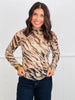 Mocha Tiger Print Long Sleeve Mesh Top (Reg.)