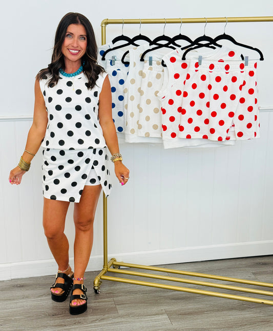 Monroe Polka Dot Sleeveless Top & Skort Set (Reg.) - 4 Colors