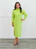 Lime Turtleneck Midi Sweater Dress (Reg & Plus)