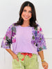 Lavender Sequined Floral Mesh Sleeve Top (Reg & Plus)-2 Colors