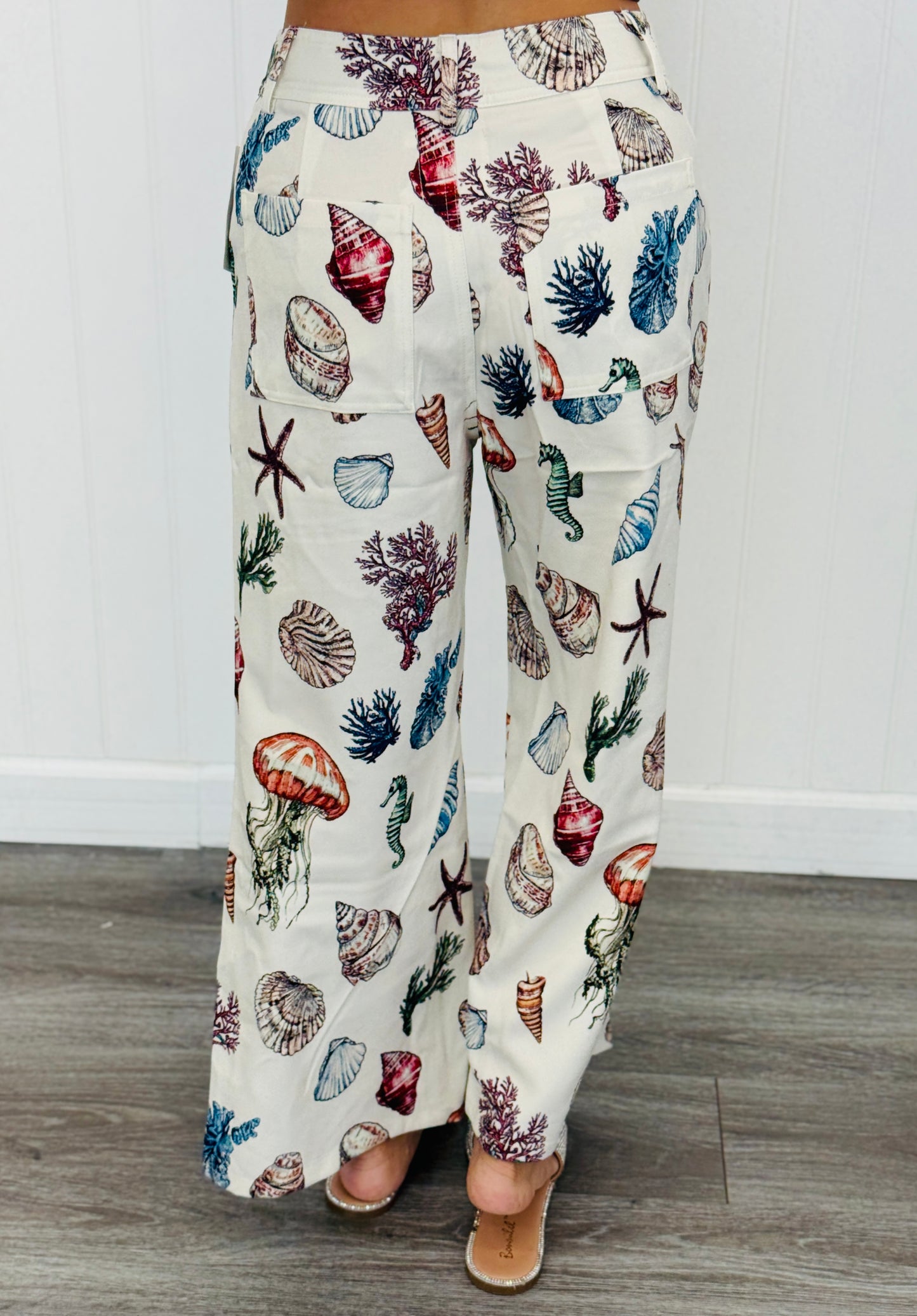 Multi Sea Print Wide Leg Pants (Reg.)