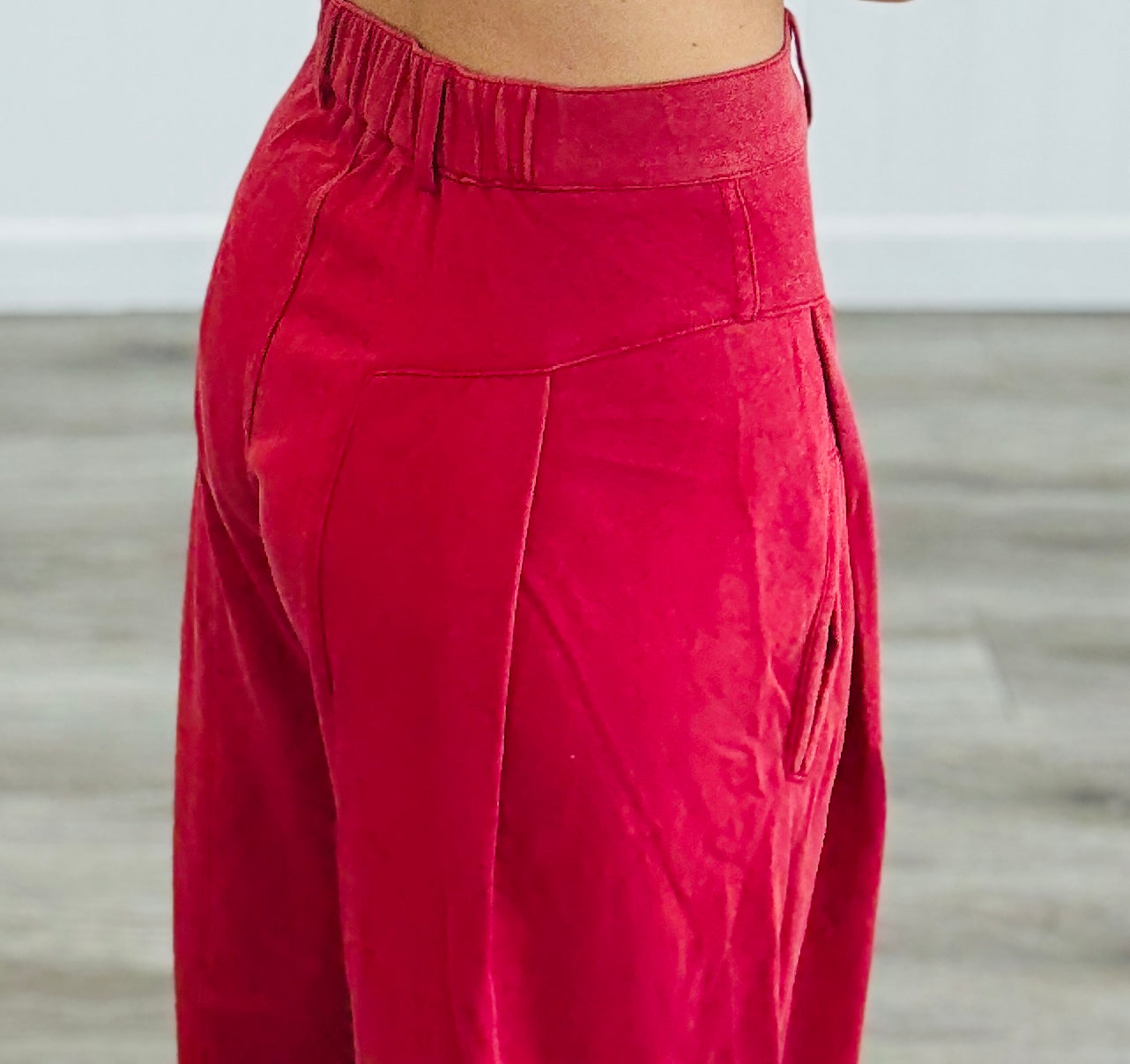 Wine High Waisted Wide Leg Pants (Reg. and Plus)