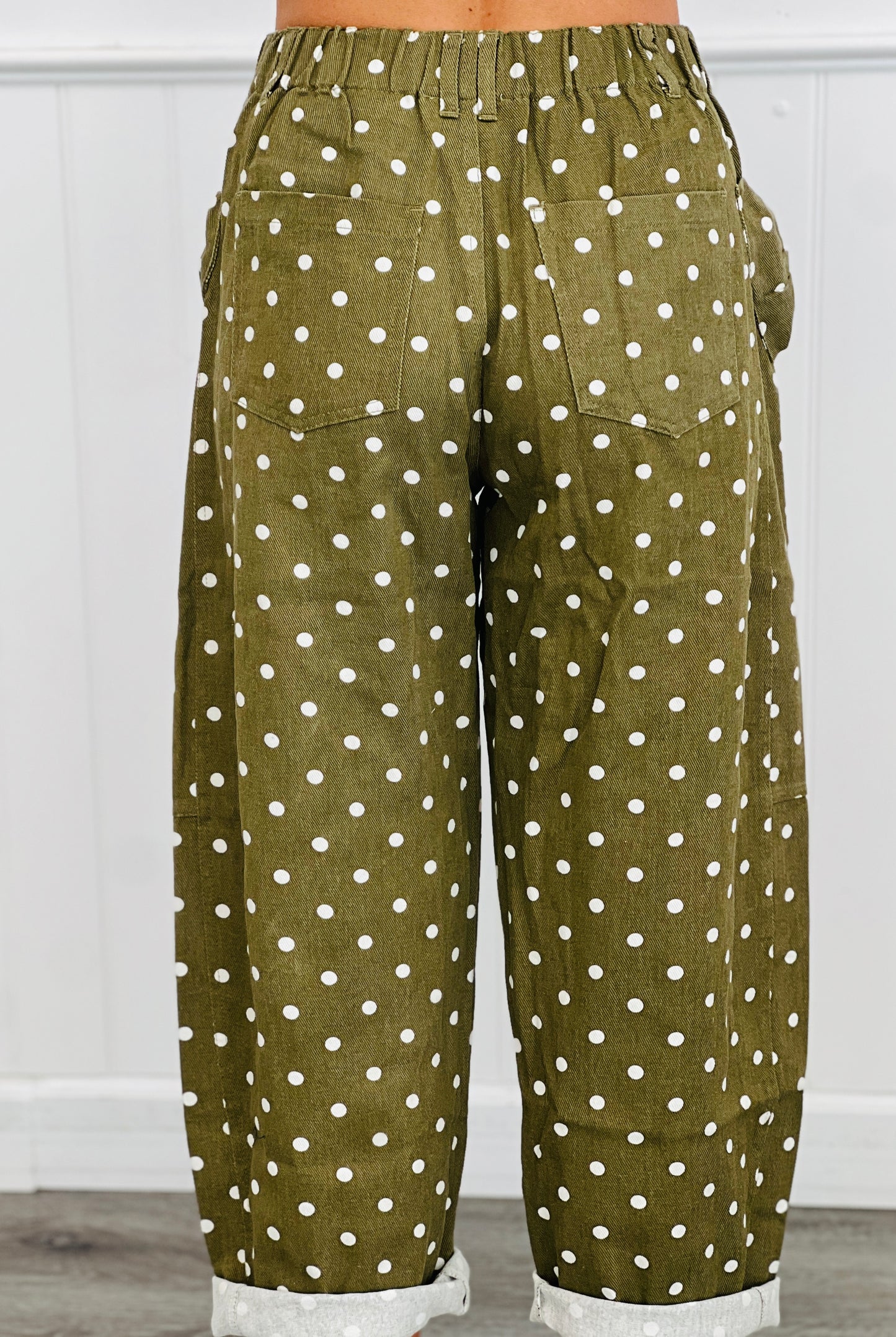 Denim Polka Dot Print Barrel Pants (Reg. and Plus) - 3 Colors
