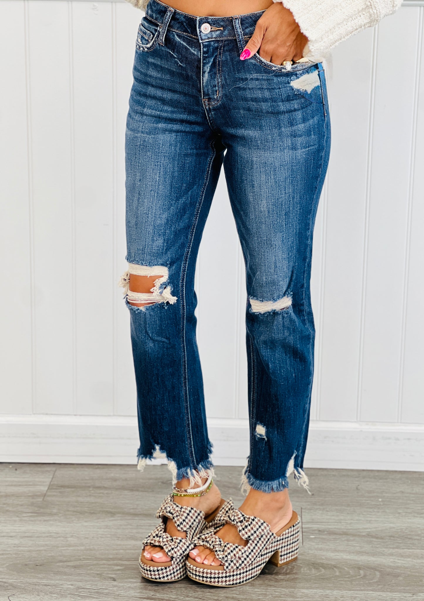 Suffice High Rise Cropped Straight Leg Pants (Reg. and Plus)