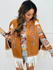 Brown Multi Western Horse Print Mesh LS Top (Reg.)