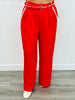 Red Embroidery Accent Wide Leg Pants (Reg.)