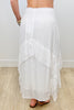 Ivory Layered Asymmetric Ruffle Maxi Skirt (Reg & Plus)