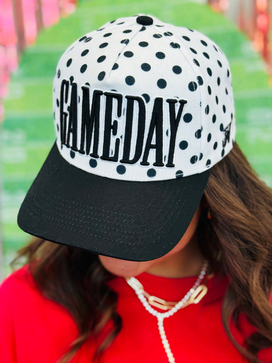 Game Day Black and White Polka Dots Cap