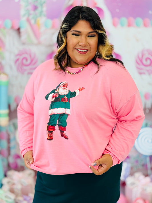 Pink Champagne Santa Sweatshirt (Reg. and Plus)