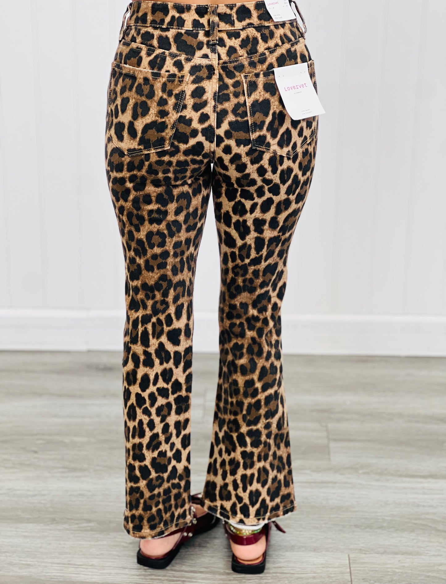 High Rise Leopard Print Kick Flare Jeans (Reg.)