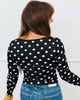 Polka Dot Square Neck LS Top (Reg. and Plus)