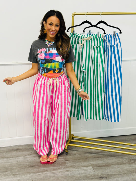 Colorful Striped Wide Leg Pants (Reg.)-3 Colors