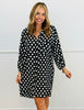 Black Polka Dot Shirt Dress (Reg. and Plus)