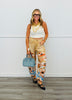 Camel Multi Sublimation Print Denim Look Pants (Reg & Plus)