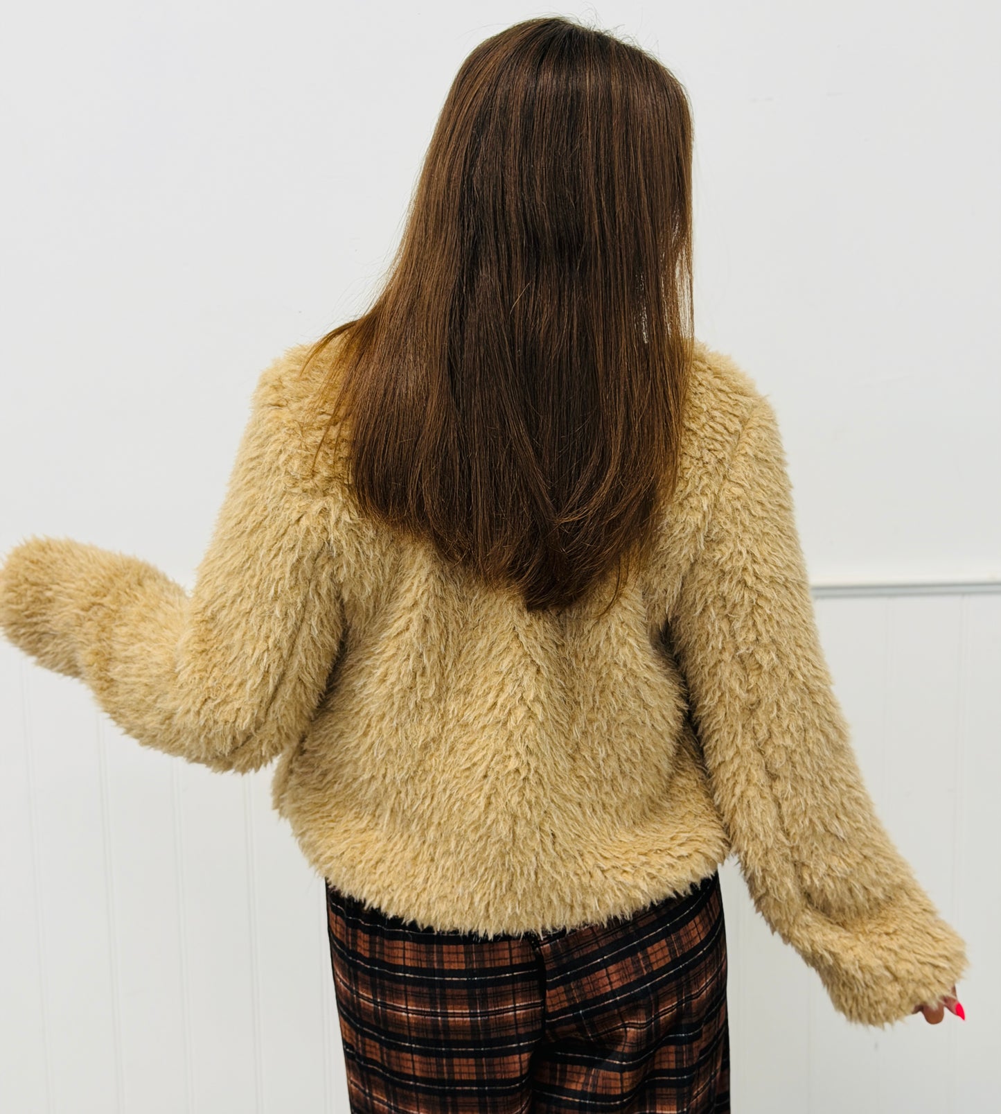 Taupe Teddy Bejeweled Neck Jacket (Reg.)