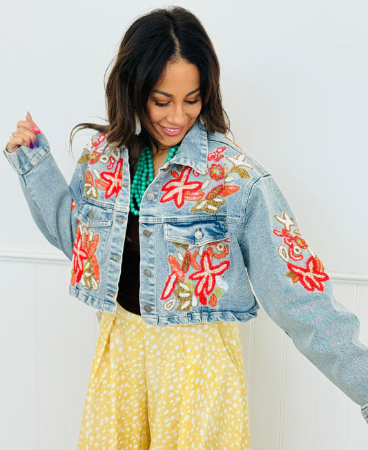 POL Bloom & Shine Beaded Denim Jacket (Reg.)