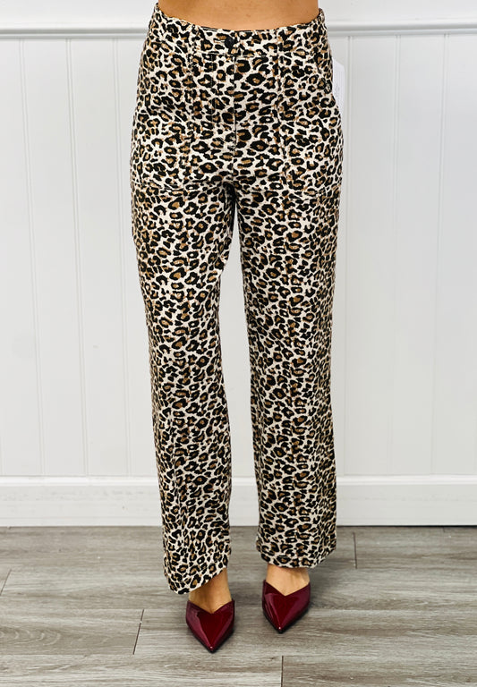Washed Leopard Print Pants (Reg.)