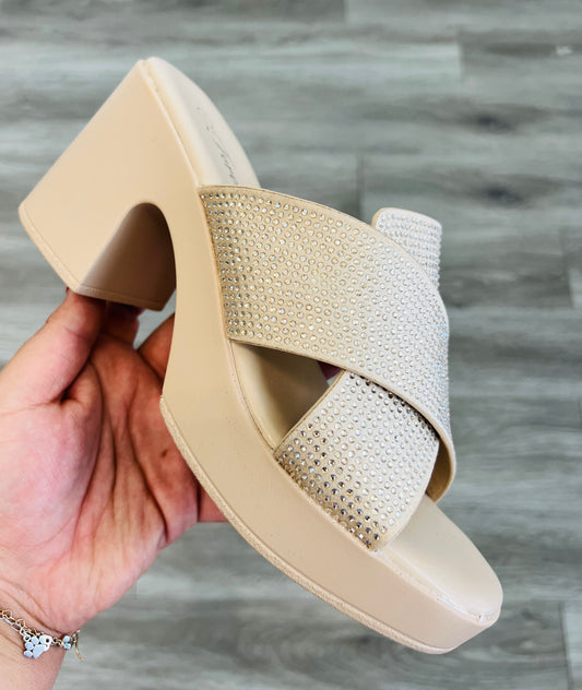 Nude Timeless Sparkle Platform Heels